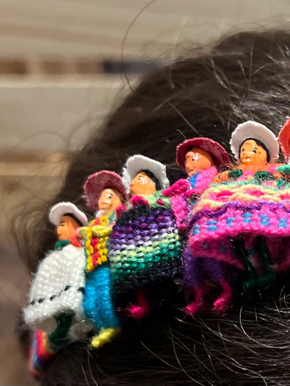 Handmade Peruvian Folk Doll Heritage Miniature Colorful Hair Clip Barrette